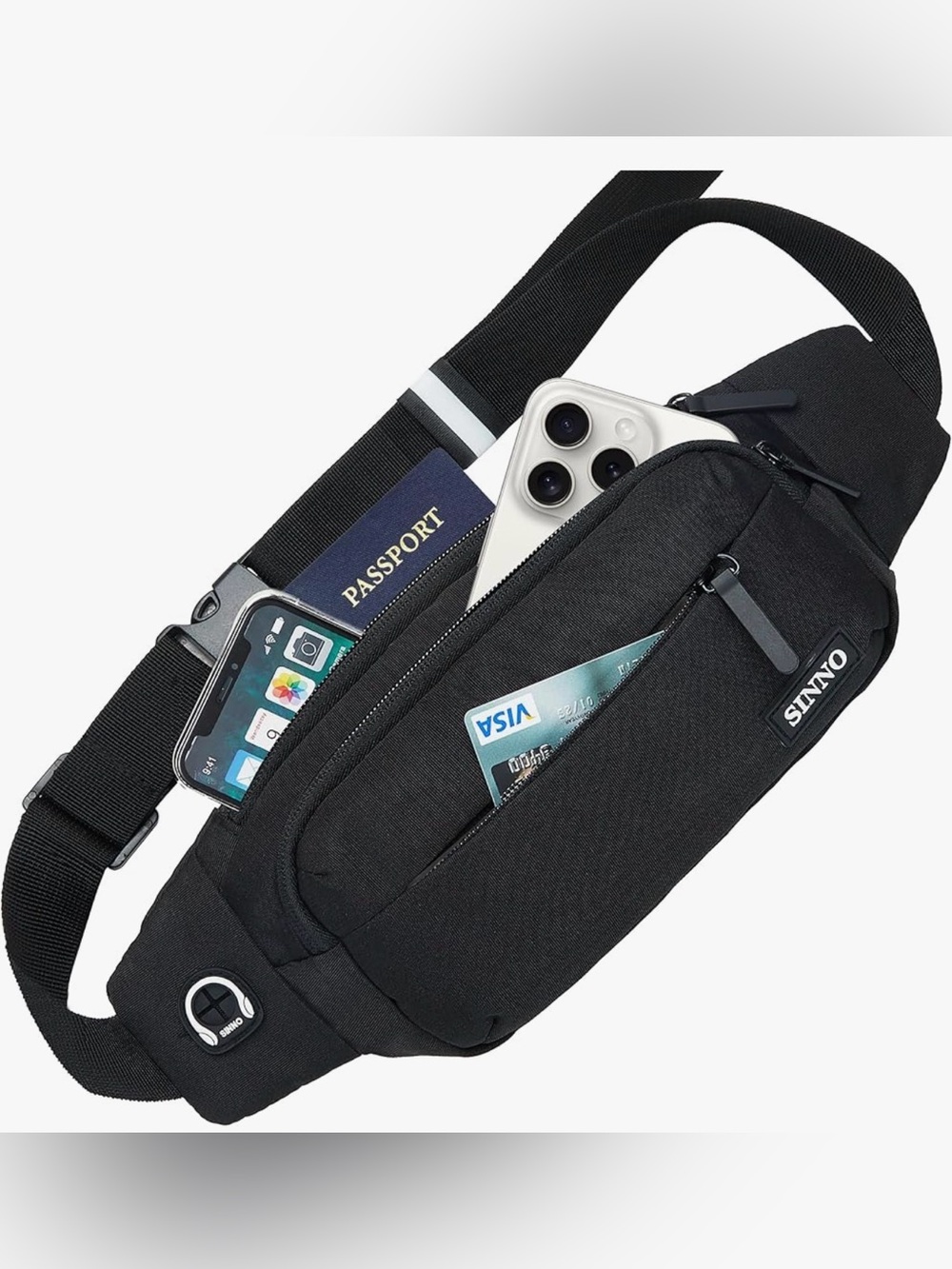 Sinno | Large Crossbody 4-Zip Pockets Travel Unisex Waist Belt Bag | Brand New